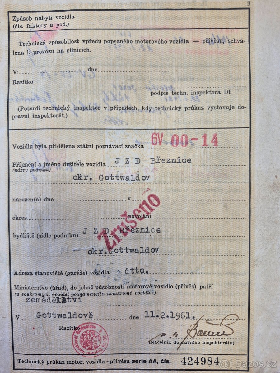 ZETOR 4011, unikátní výrobní číslo 2 - 20