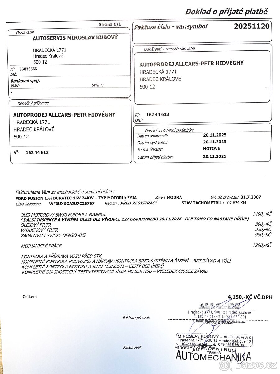 FORD FUSION+ 1.6i DURATEC 16V 74KW 107.000KM PĚKNÝ STAV - 20