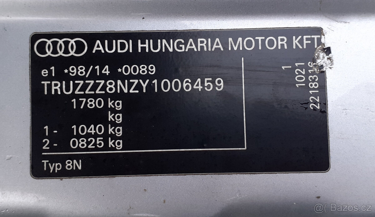 Audi TT 8N 1.8T 20V Quattro výkon 165kW - 20