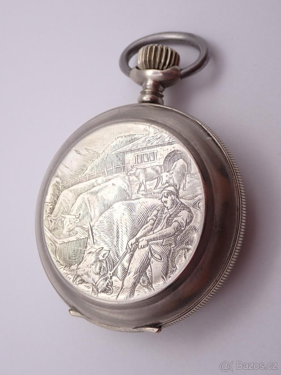 Masivní, velké starožitné dvouplaštové hodinky, 101g - 20