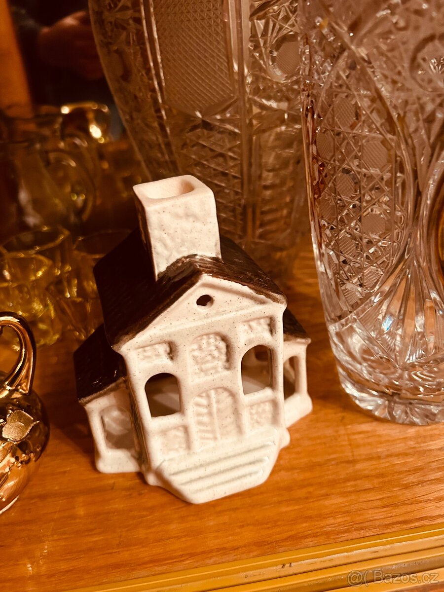 Porcelán sošky sklenice broušené sklo - 20