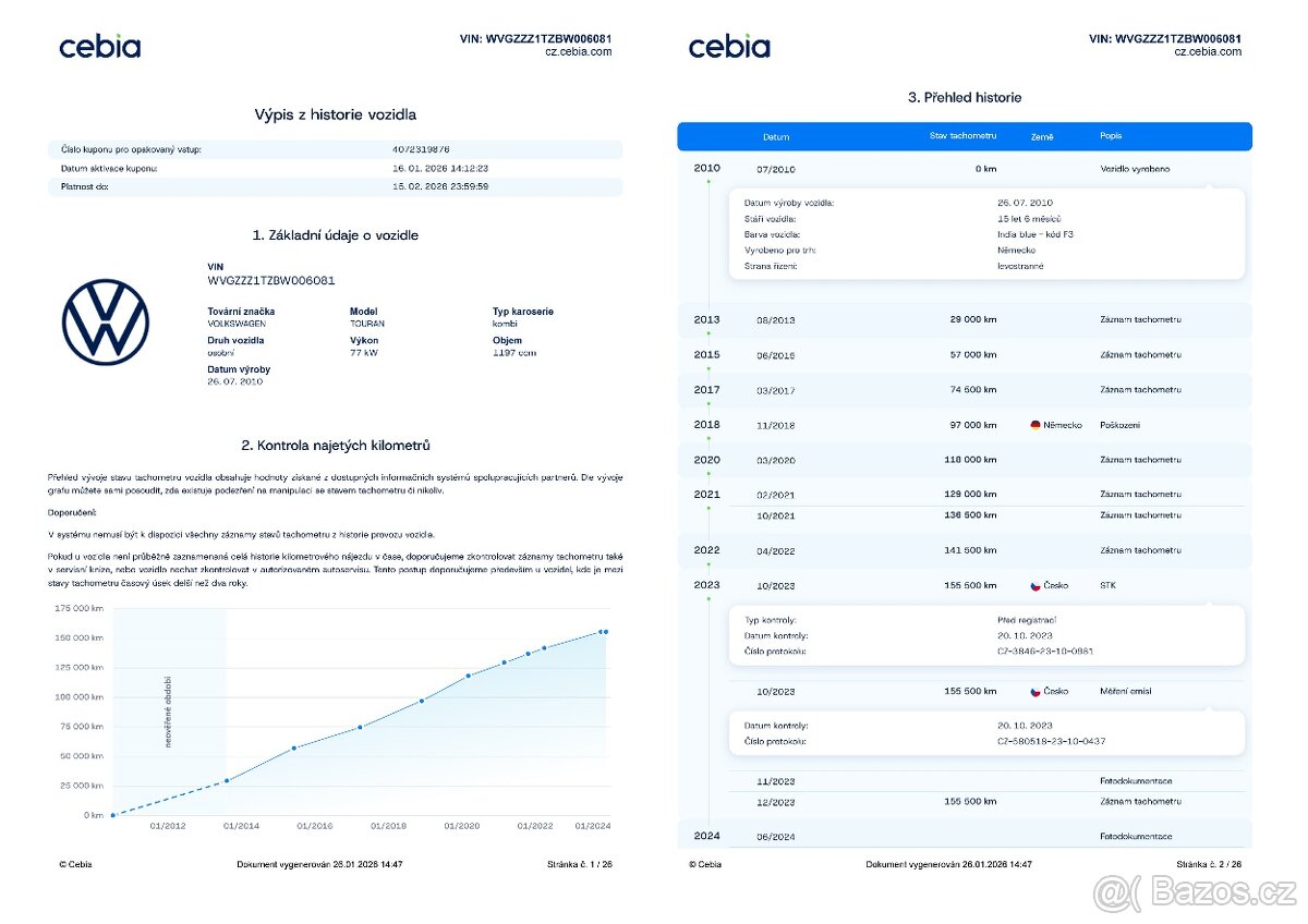 Volkswagen Touran 1,2 TSi 77kW Serviska, Senzory - 20