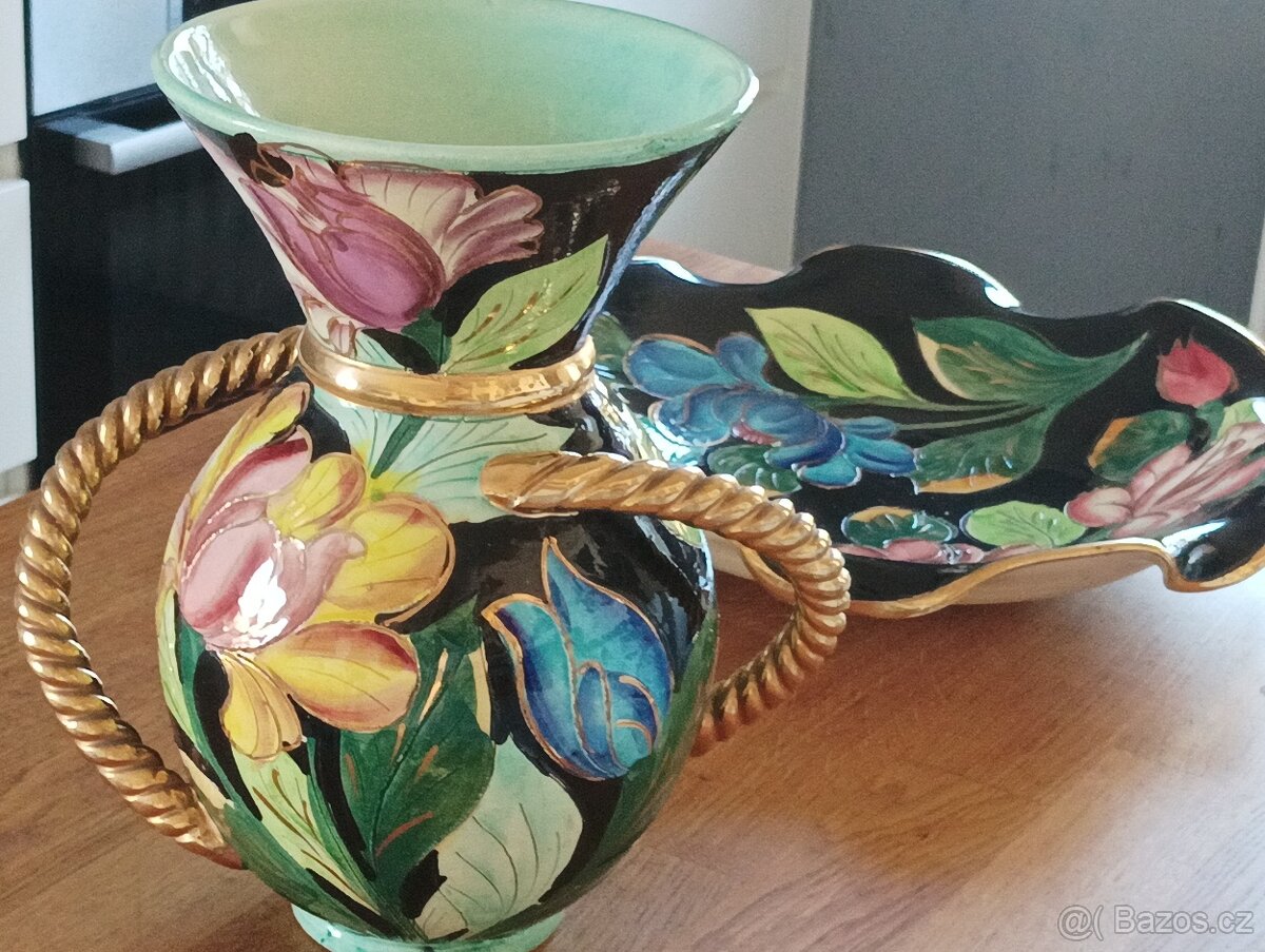 FAJÁNS VÁZA S MÍSOU HÉLÉNE UGO VALLAURIS PROVENCE FRANCE - 20