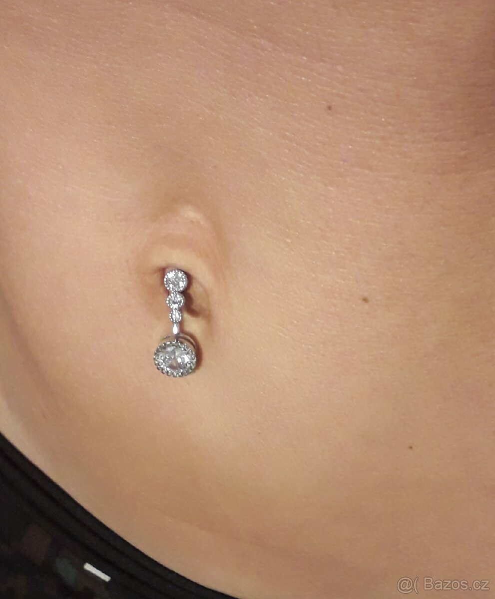 Nový piercing do pupíku třpytivý chirurgická ocel nový - 20
