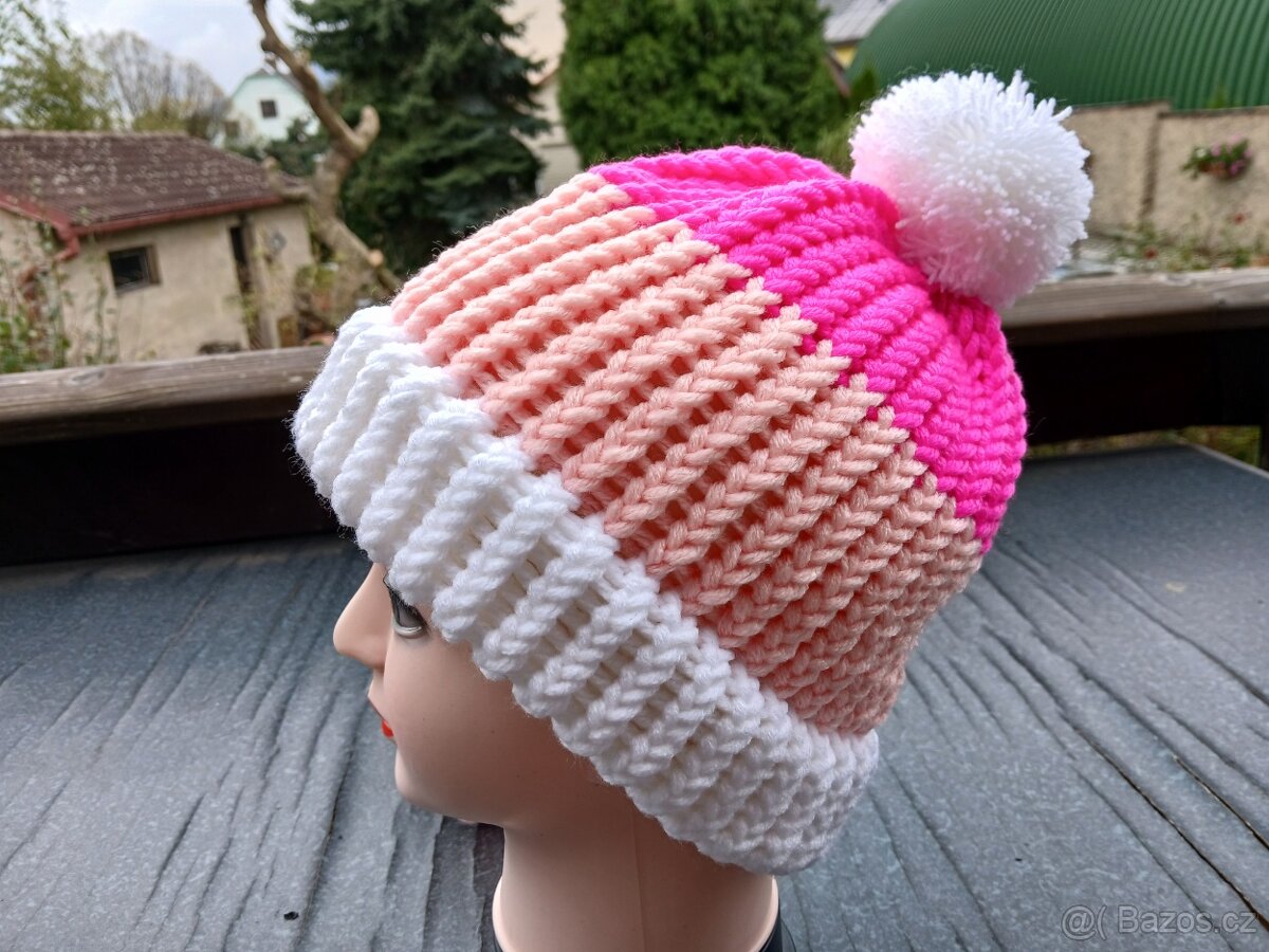 Nový pletený kulich dvojitý lem, - 20