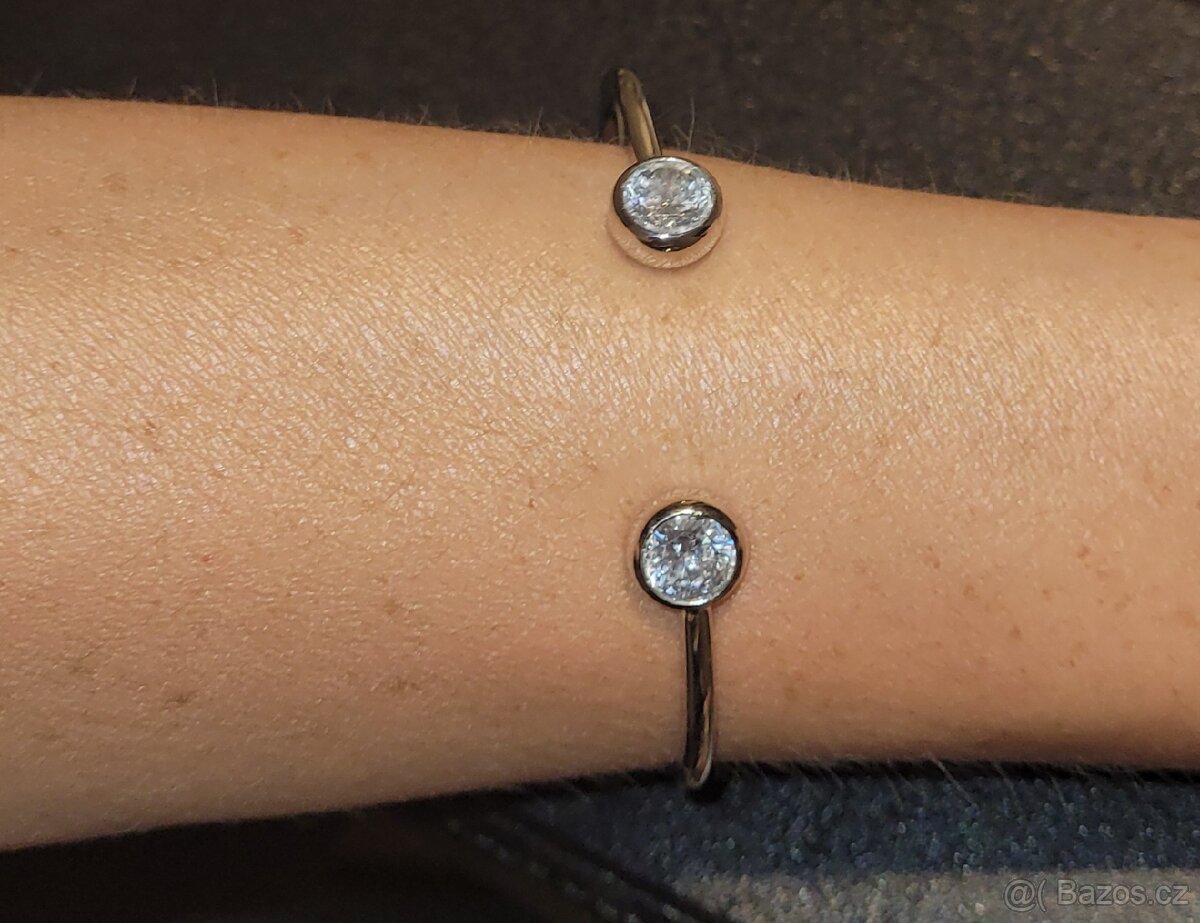 Nový dámský stříbrný náramek otevřený 925 třpytivý - 20