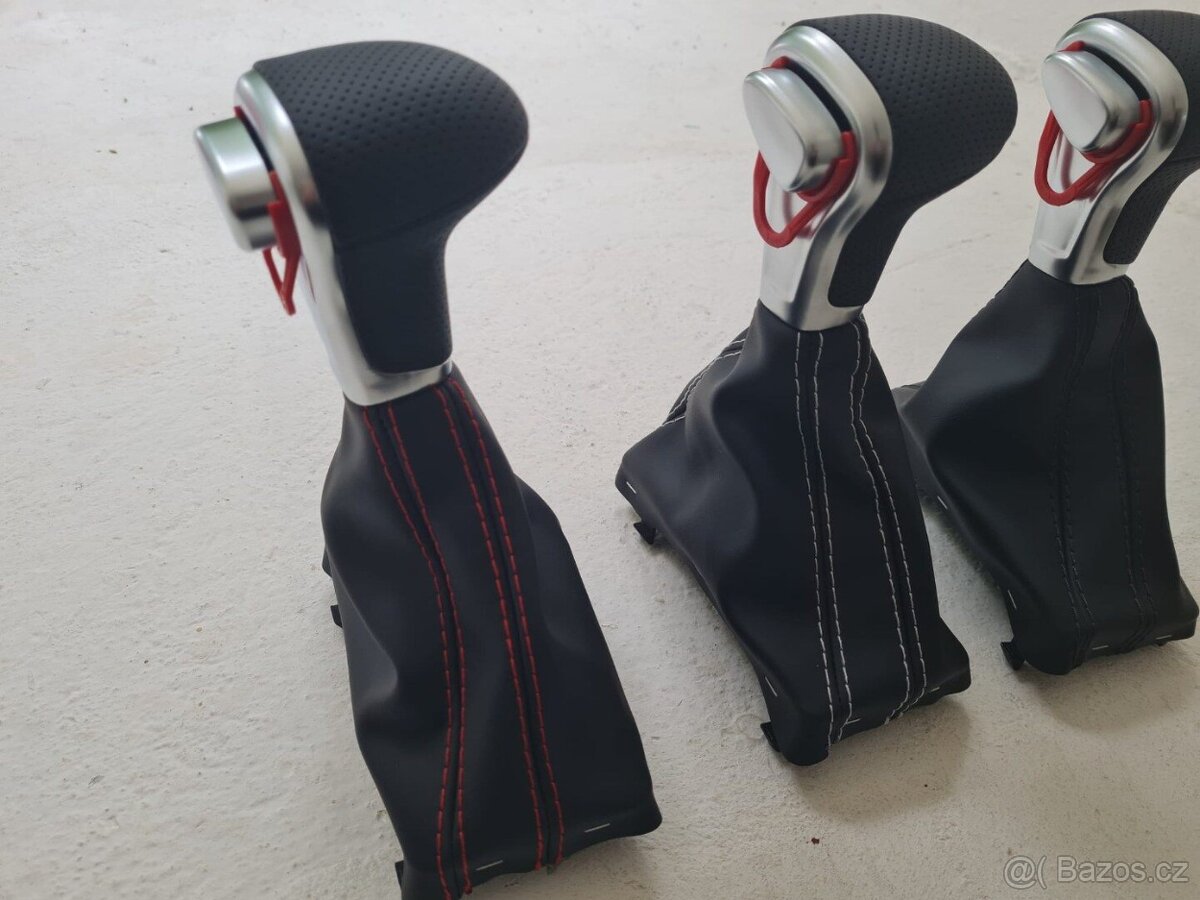 Radiaca páka pre automat AUDI / čierna biela červená nitka - 20