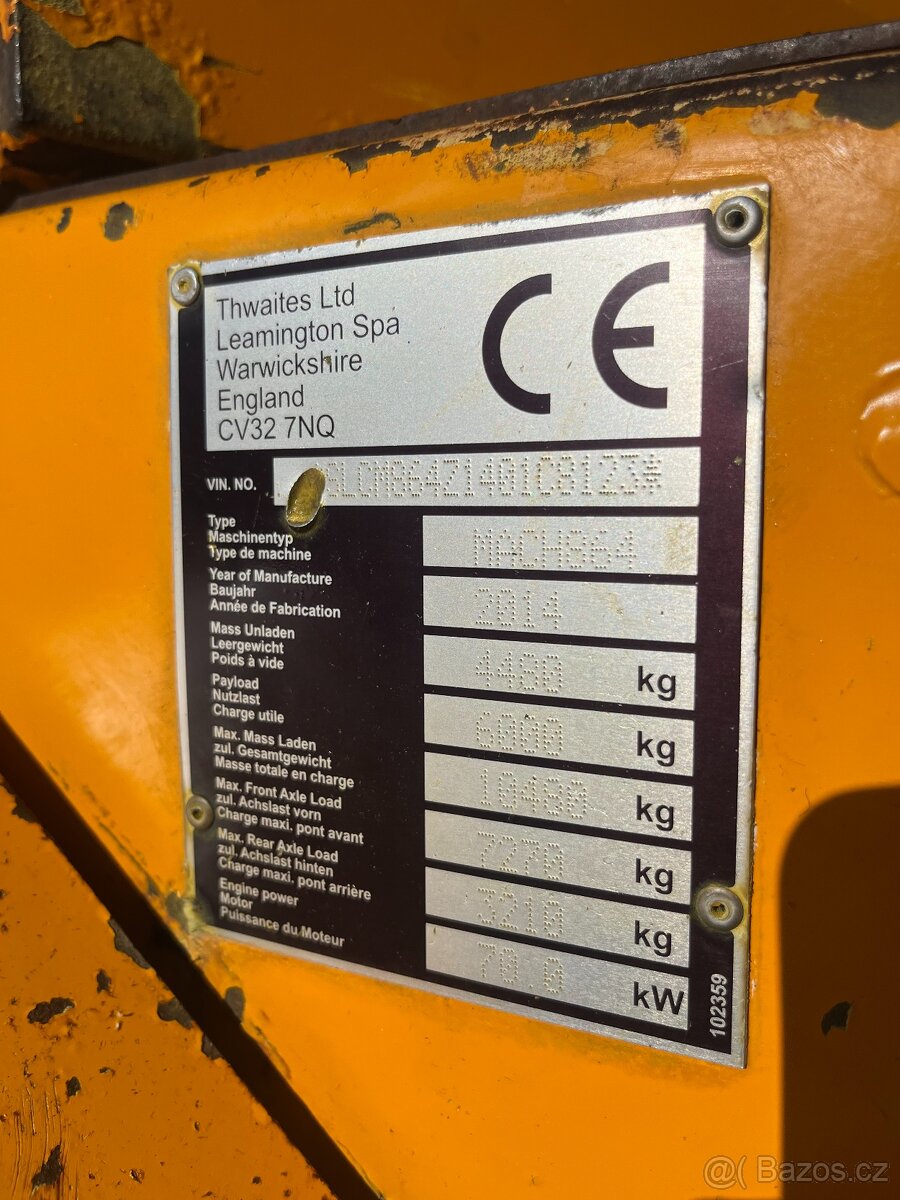 Dumper vyklápěcí Thwaites MACH 864, 6 tun, JCB, Terex - 20