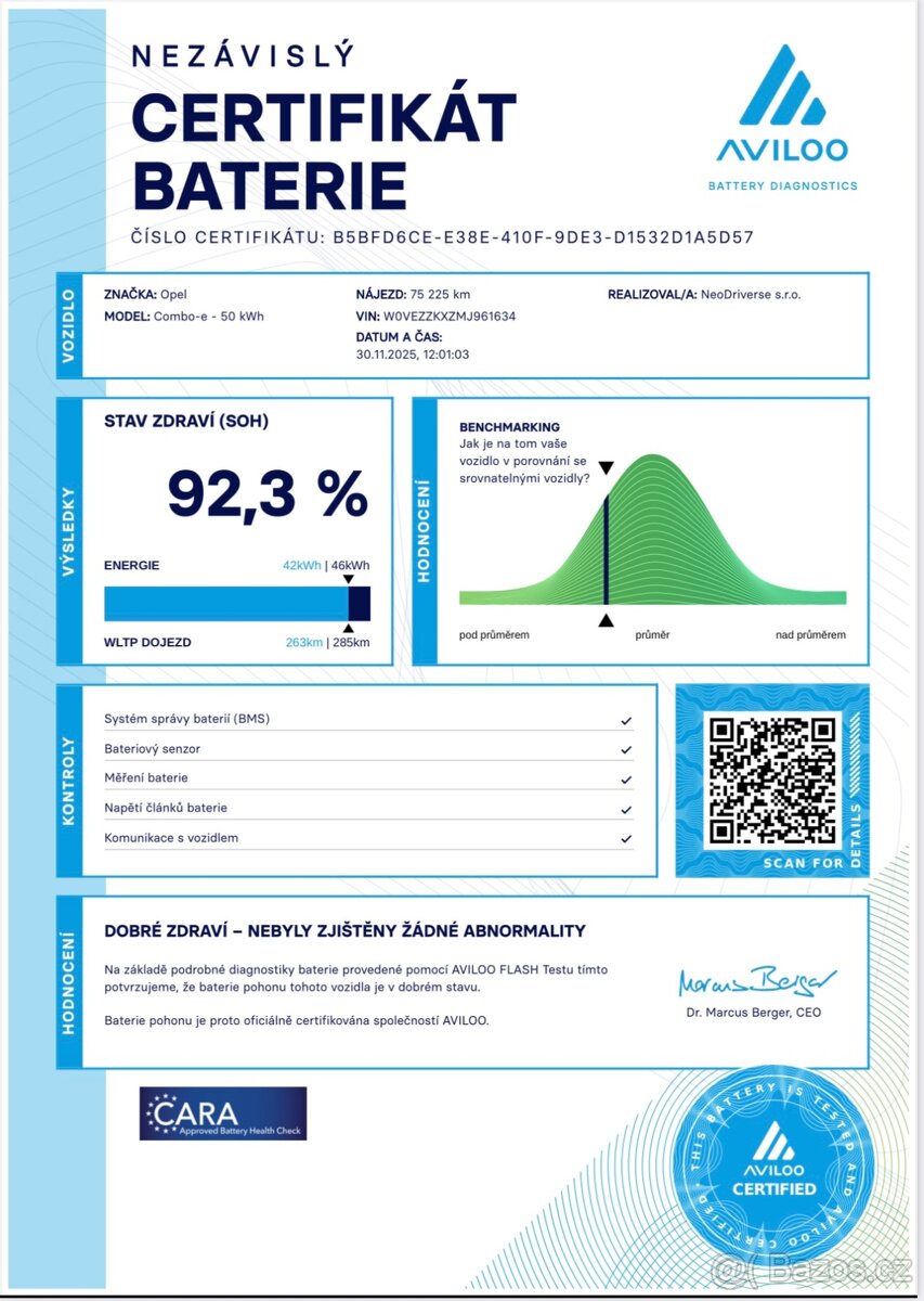 Combo-e Life Elegance - elektro, 100 kW, 2022, SoH 92% - 20