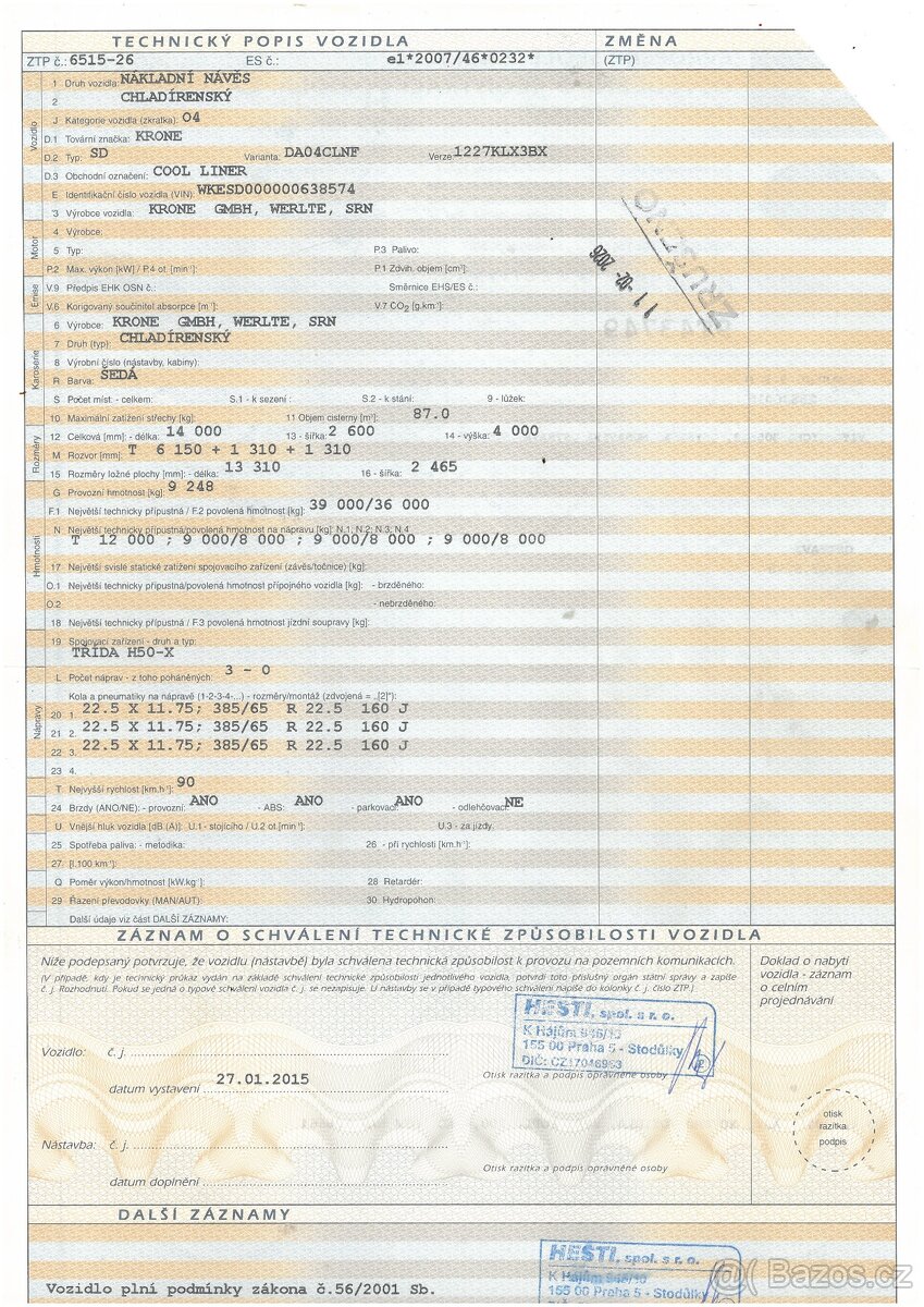 KRONE SD COOL LINER SD mrazírenský - MULTITEMP - 20