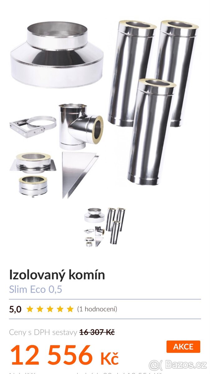 Komín nerez, izolovaný komín, sněholamy - 2 ks - 20