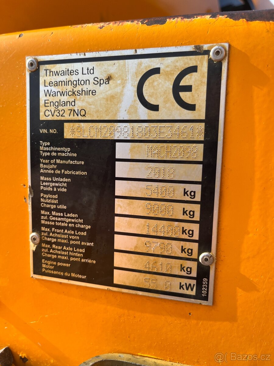 Dumper vyklápěcí Thwaites MACH 2098, 9 tun, JCB, Mecalac - 20