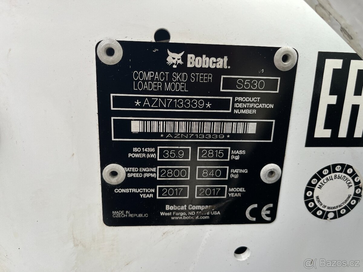 Nakladač smykovy Bobcat S530, nové pneumatiky UNC, CAT, - 20