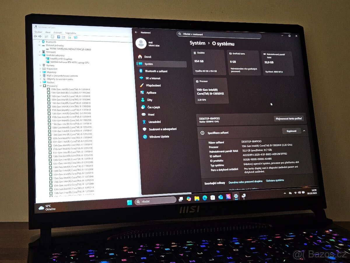 4K 16" UHD_MSI RAIDER GE68HX_i9-13950HX_32GB_RTX 4070 8GB - 20