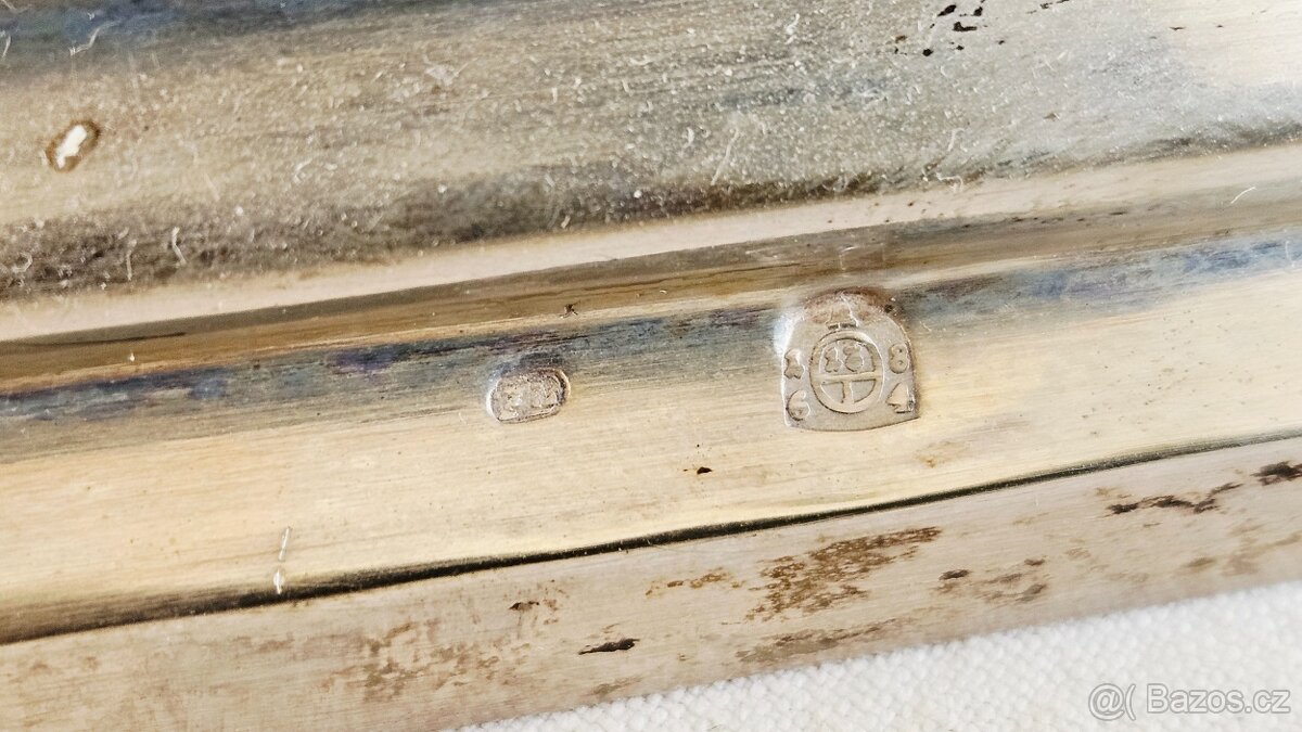 Ag stříbro stolní krucifix loťák rok 1864 biedermeier styl - 20