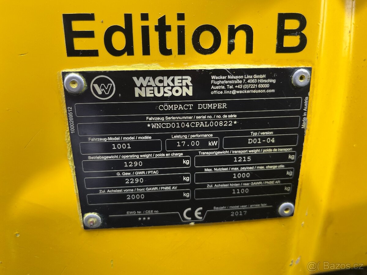 Dumper Dempr Wacker Neuson 1001, 2017 rv, Thwaites - 20