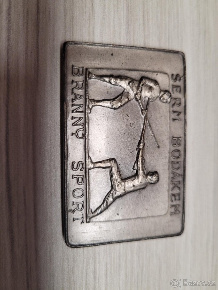 Cvičná puška na Šerm bodákem + učebnice + medaile - 20