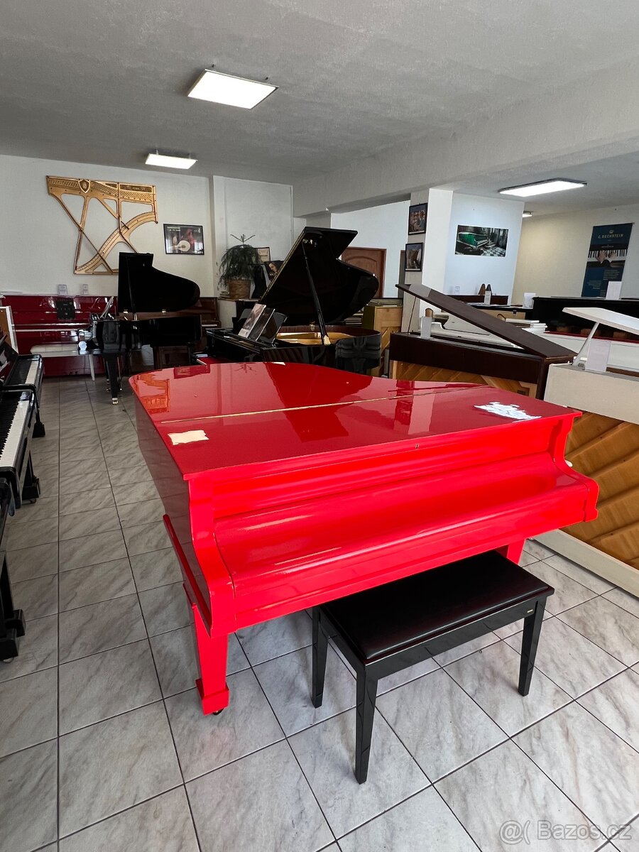 Červený klavír August Forster po opravě, se zárukou a doprav - 20