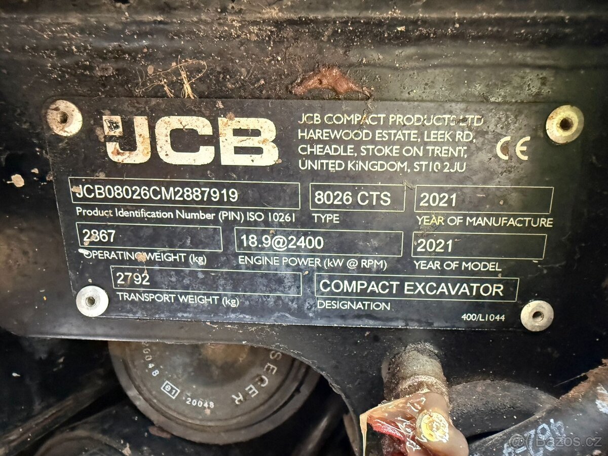 Prodám minibagr JCB 8026CTS - 20