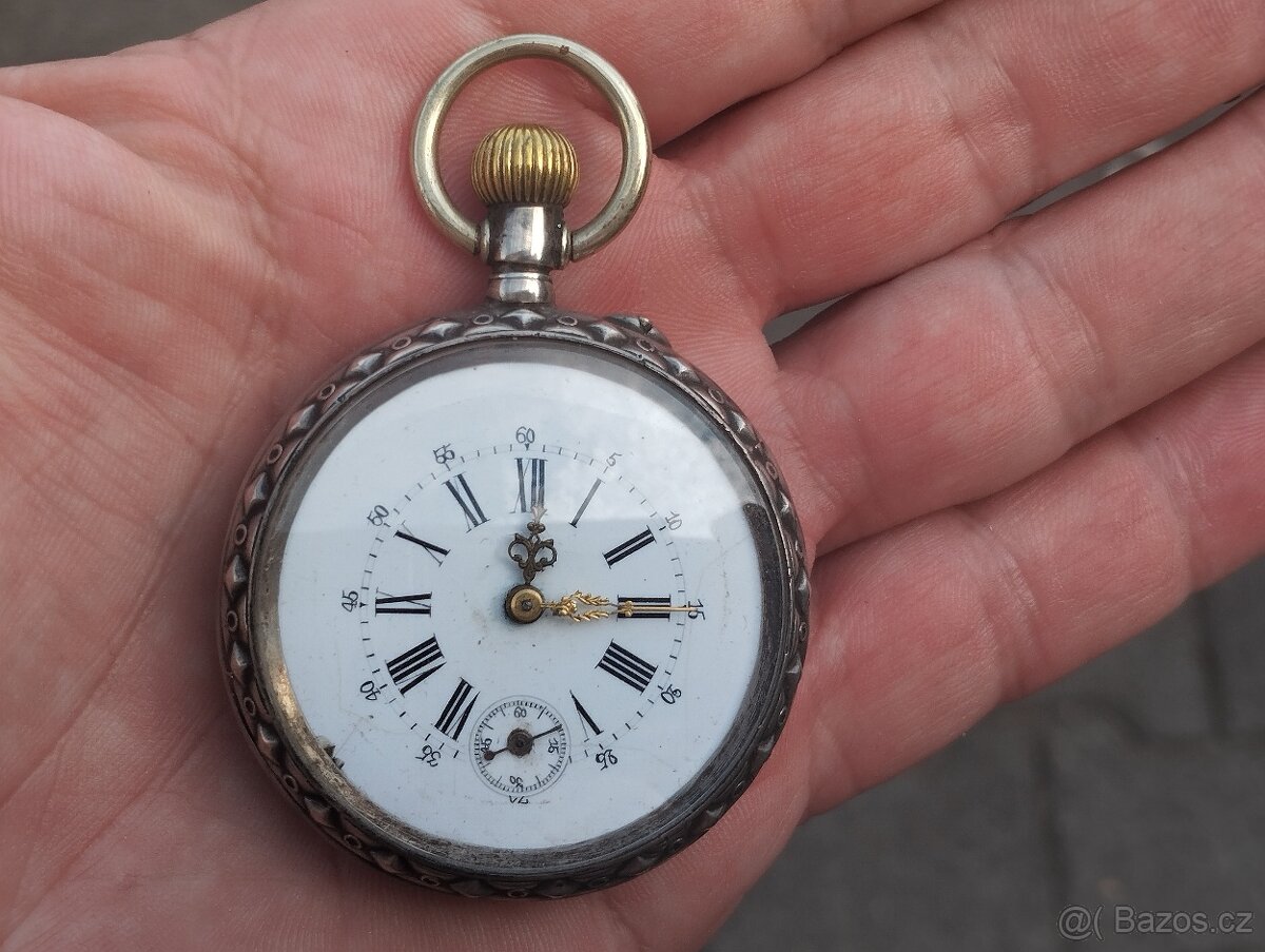 Starožitné dvoupláštové stříbrné kapesní hodinky - 20