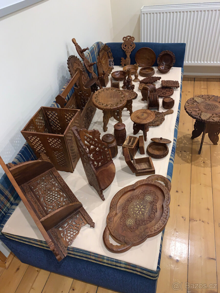 Indické dřevo dekorace 39ks_1980 - 1985 zachovalý stav - 20