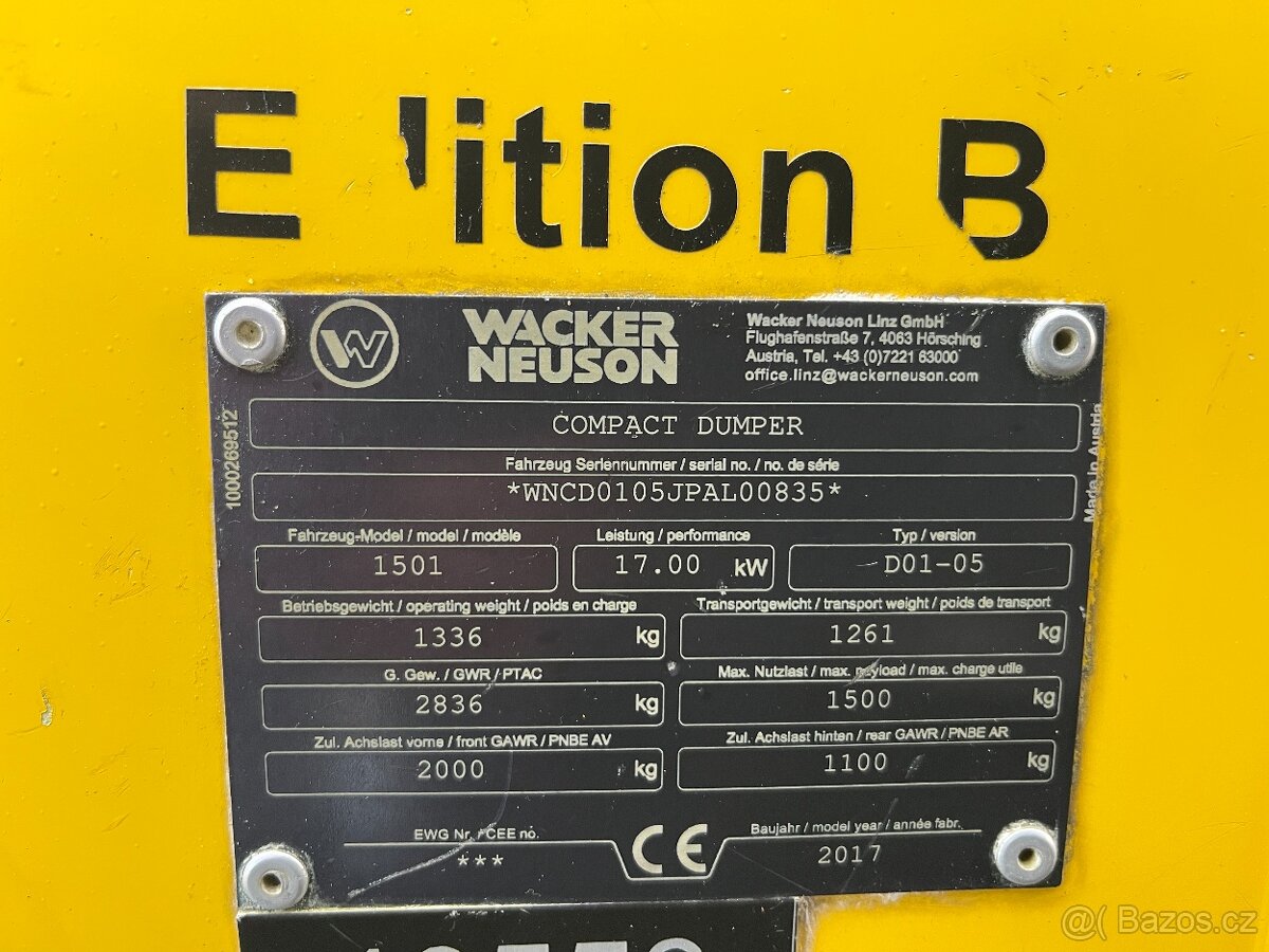 Dumper vyklápěcí Wacker Neuson 1501, 698mth, Thwaites Terex - 20