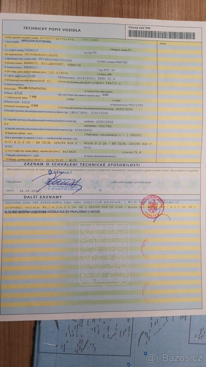 RENAULT MASTER VALNÍK-PLACHTA-10TI PALETA - 20