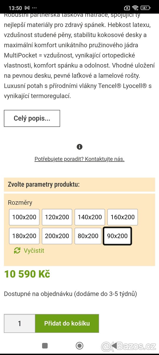 Prodám kovanou postel + Matrace Tencel 180cm x 200cm - 20