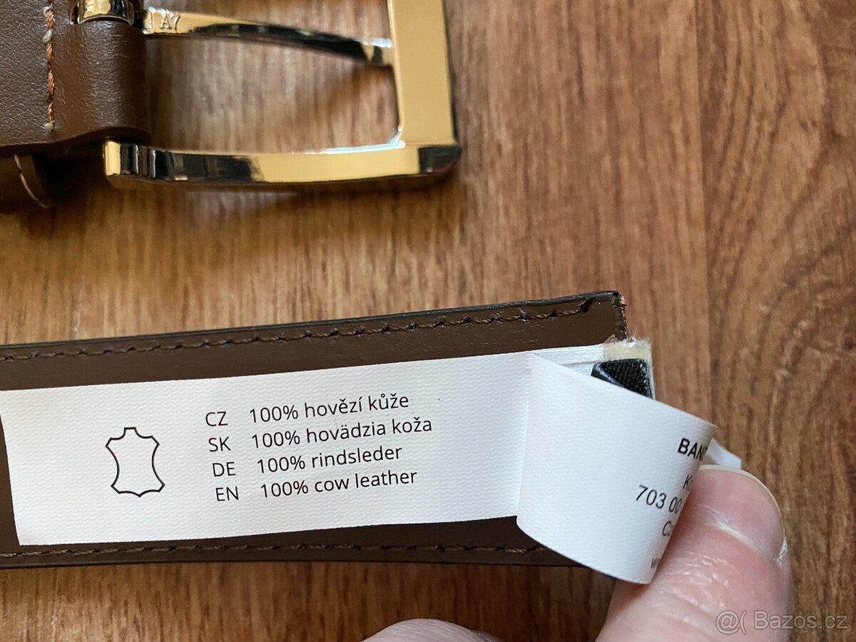 Nový dárkový set opasků BANDI - hnědý kožený, vínový pružný - 20