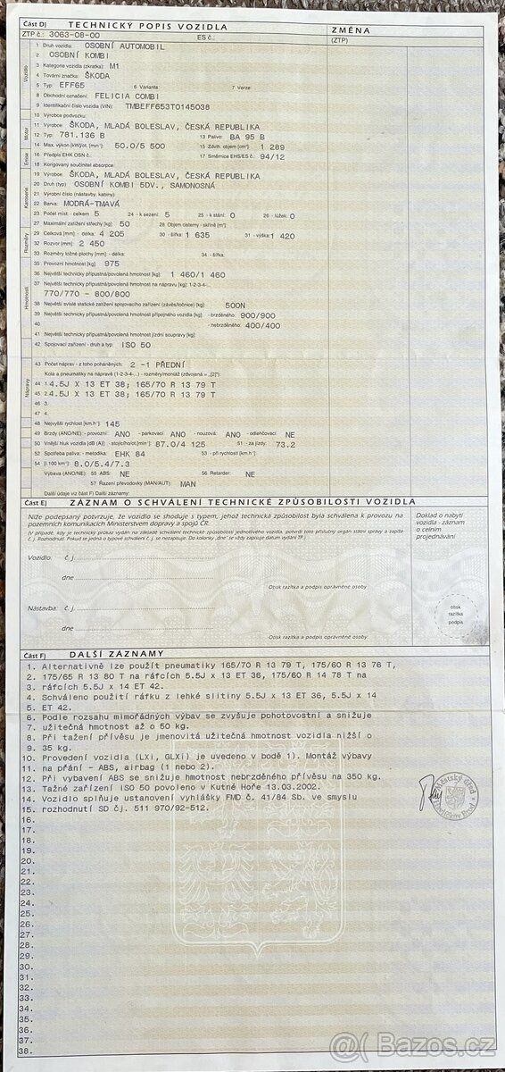 ŠKODA FELICIA COMBI 1,3 benzín - 20