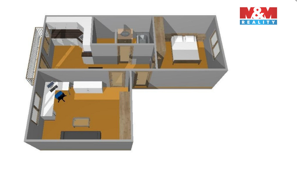 Prodej bytu 2+1, 47 m², České Budějovice, ul. Mánesova - 20