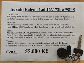 Suzuki Baleno 1.6i 16V 72kw AL R17 Nová STK - 20