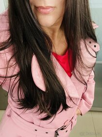 Lynne - dámský kožený pastelově růžový kabát – M - 20