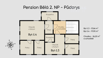 Útulný byt 2+KK 39 m2 v Bělé u Malont – vlastní parkování, s - 20