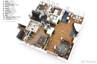 Luxusní penthouse 4+kk s panoramatickou střešní terasou 190  - 20