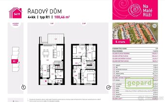 Prodej řadového rodinného domu 4+kk, 100 m2, zahrada, 2 park - 20
