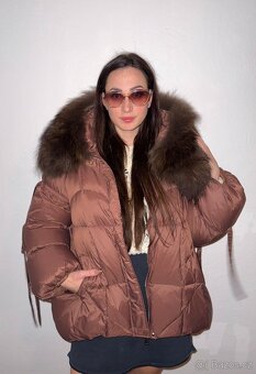 Dámská péřová bunda s pravou liščí kožešinou - 20