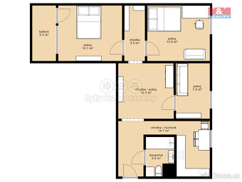 Prodej bytu 3+1, 71 m², Český Krumlov, ul. Urbinská - 20