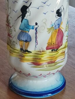 BRETAŇSKÁ FAJÁNS VÁZA QUIMPER RUČNĚ MALOVANÁ - 20