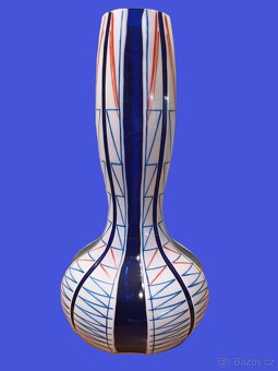 ZAMLUVENO-STAROŽITNÁ PŘEJÍMANÁ SKLENĚNÁ VÁZA RETRO 31CM - 20