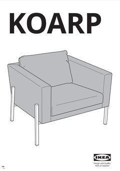 Křeslo IKEA KOARP potah Gunnared šedá, robustní a stabilní - 20