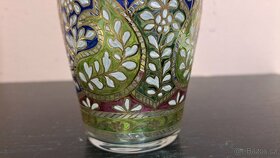 Starožitná skleněná váza s ručním smalt dekorem 6624 - 20