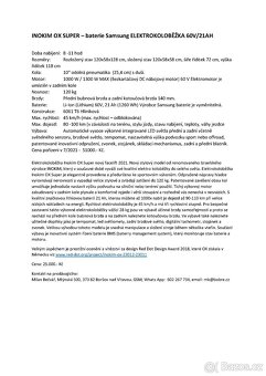 Elektrokoloběžka INOKIM OX SUPER – baterie Samsung 60 V/ 21 - 20