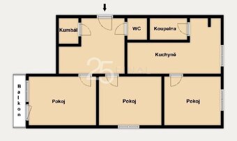 Prodej bytu o dispozici 3+1 s lodžií po kompletní rekonstruk - 20