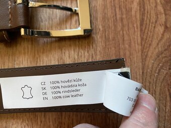 Nový dárkový set opasků BANDI - hnědý kožený, vínový pružný - 20