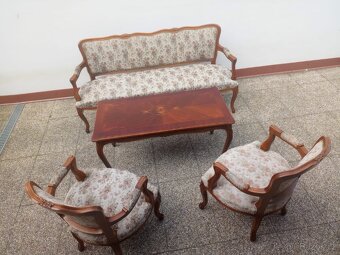 Sedací souprava, sofa, 2 křesla, stolek, baroko - 20