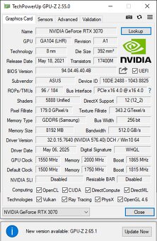 RTX 3070 8 gb V2 Asus - TUF - 2