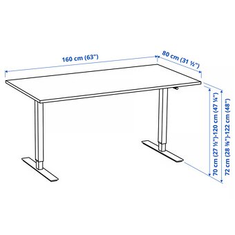Polohovací stůl IKEA TROTTEN 160x80 cm - 2