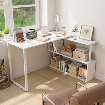 Psací stůl Počítačový stolek s policemi 120x100x74cm,Bílý - 2