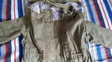 Khaki delší kabát /parka pro malou parádnici 110cm - 2